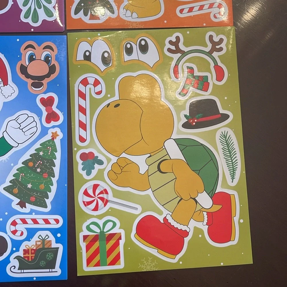 NIP 32 sheets Super Mario Christmas make a face craft activities sticker sheets